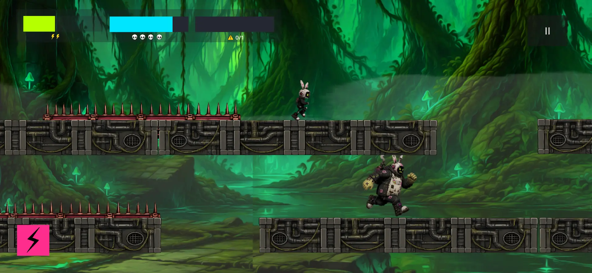 SeedRunner gameplay — glowing forest sector