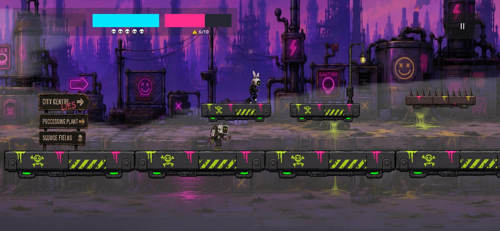 SeedRunner gameplay — ruined city sector