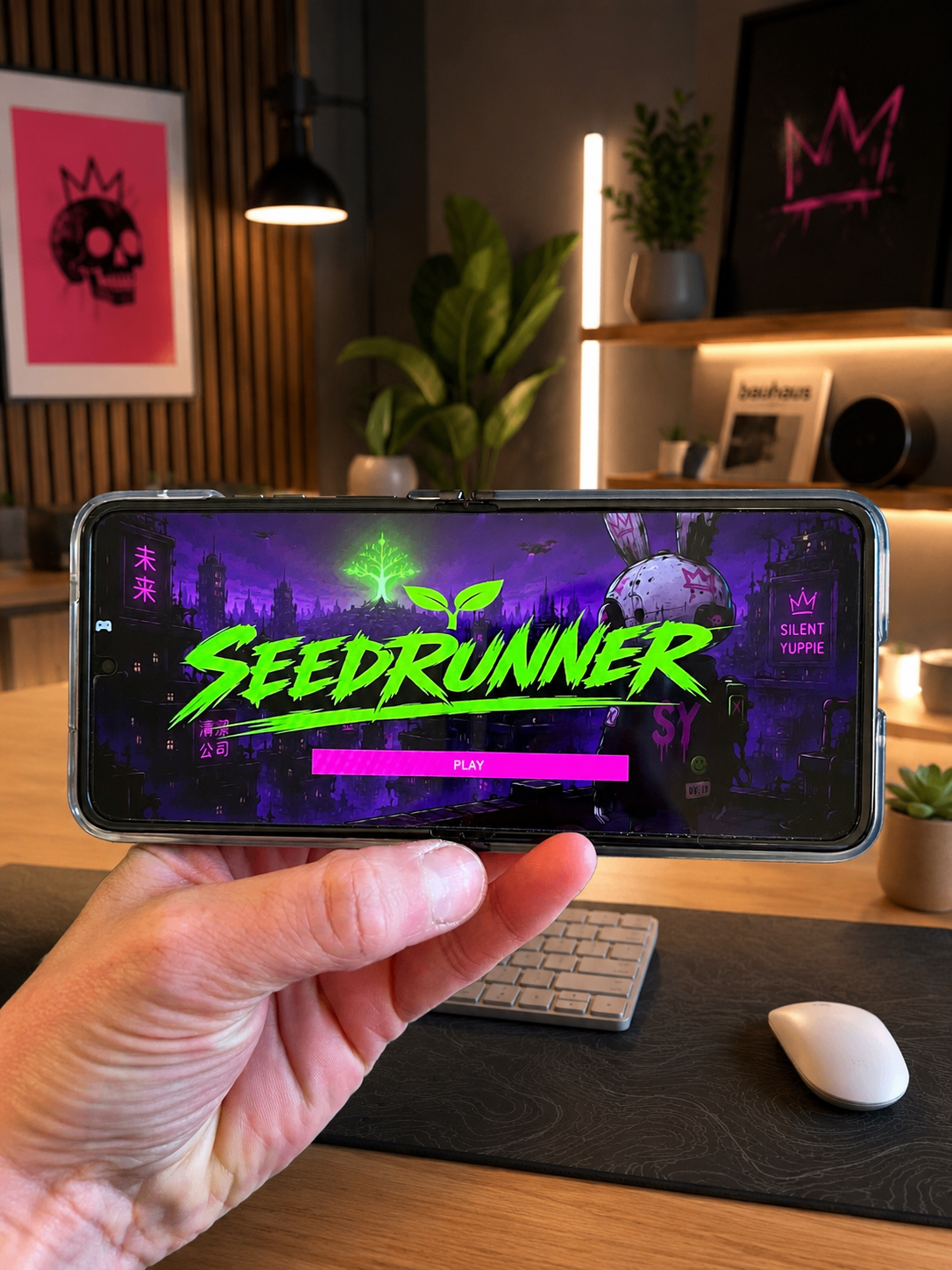 Silent Yuppie SeedRunner shown on a mobile device